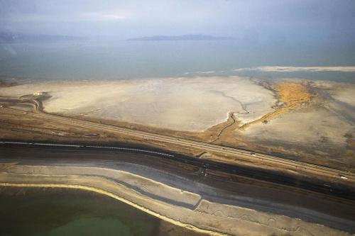 The Great Salt Lake’s low water levels are visible from the air on Tuesday, Feb. 15, 2022. A committee of lawmakers on Friday unanimously approved a measure that would infuse $40 million worth of solutions into helping the ailing lake. | Scott G Winterton, Deseret News