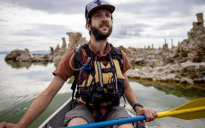 Robbie Di Paolo, a restoration field technician for the Mono Lake Committee, takes journalists on a canoe tour of the lake and its iconic tufa formations on Tuesday, Aug. 9, 2022 near Lee Vining, California. Spenser Heaps, Deseret News
