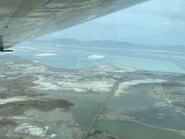 View of Great Salt Lake on Tuesday, May 2, 2023, from Ecoflight tour. Courtesy FOX 13 News.