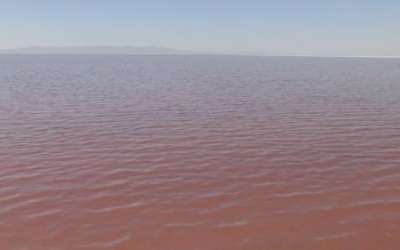 The pink appearance of the North Arm of the Great Salt Lake looks quite different from the typical blue-green water seen near the Marina. Photo courtesy FOX 13 News
