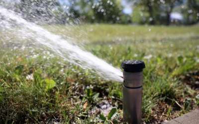 A sprinkler runs at Liberty Park in Salt Lake City on Thursday, July 7, 2022. A resolution before the Utah Legislature urges communities to adopt water efficiency standards for new construction. | Kristin Murphy, Deseret News