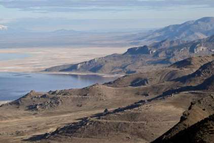 Promontory Point during an EcoFlight around the Great Salt Lake on Tuesday, April 9, 2024. (Scott G Winterton/Deseret News)